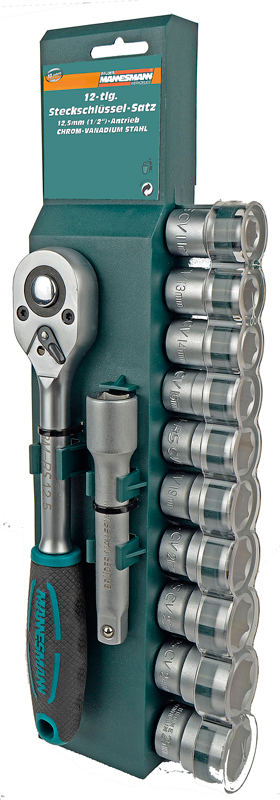 Brüder Mannesmann Dopsleutelset 1/2" (12 delig) Brüder Mannesmann Dopsleutelset 1/2" (12 delig)