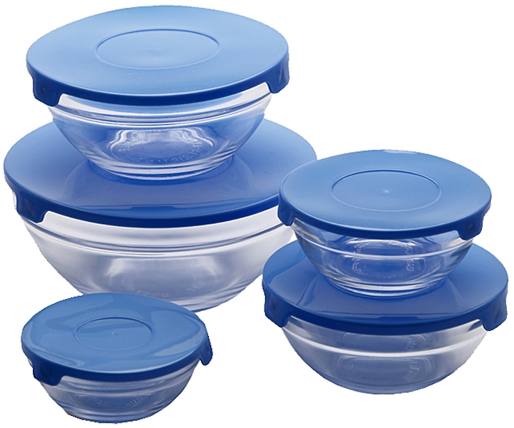 Renberg Glazen Voorraadschalen - 10 schalen + 10 deksels - blauw Renberg Glazen Voorraadschalen - 10 schalen + 10 deksels - blauw