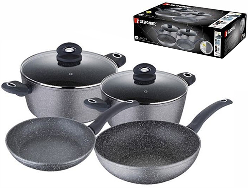 Bergner Pannenset Orion - inductie - marmer coating Bergner Pannenset Orion - inductie - marmer coating
