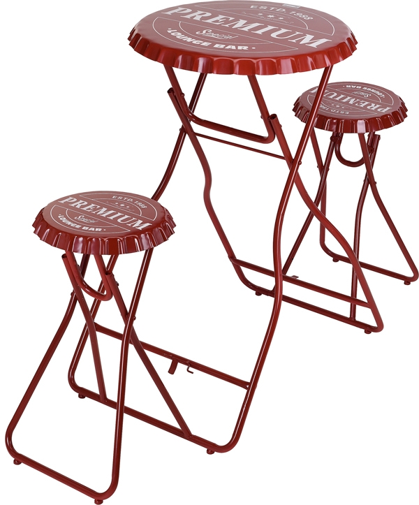 Bartafel met 2 stoelen - rood Bartafel met 2 stoelen - rood