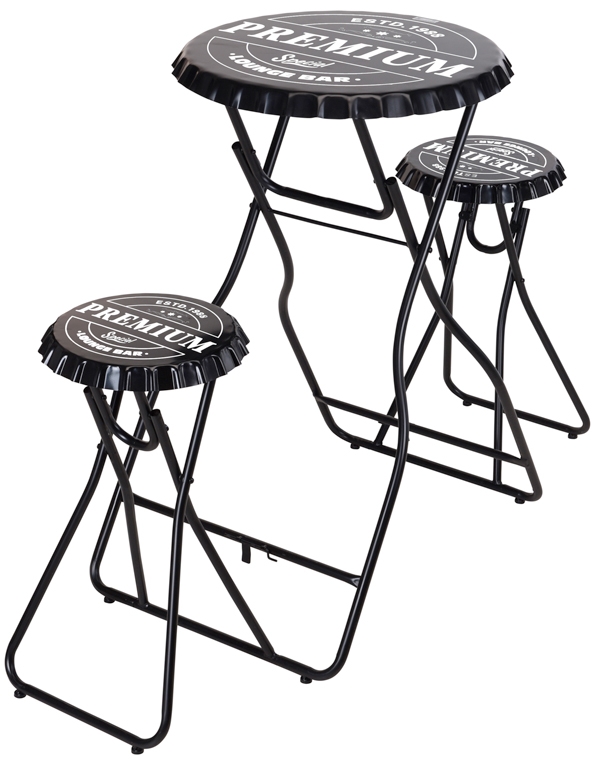 Bartafel met 2 stoelen - zwart Bartafel met 2 stoelen - zwart