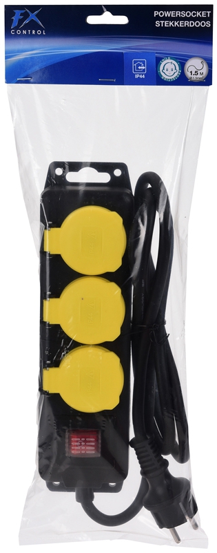 Stekkerdoos 3-voudig spatwaterdicht 3x1.5mm2 Randaarde Stekkerdoos 3-voudig spatwaterdicht 3x1.5mm2 Randaarde