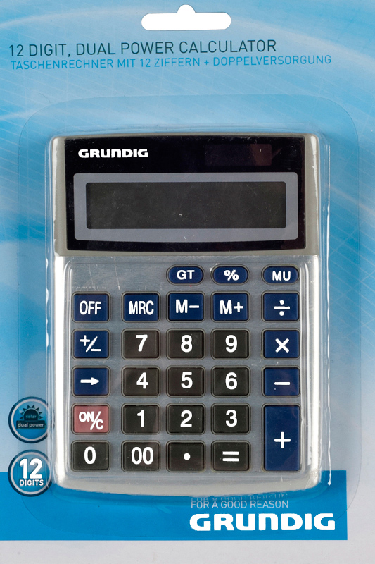 Grundig Calculator met dubbele voeding, 12 cijfers