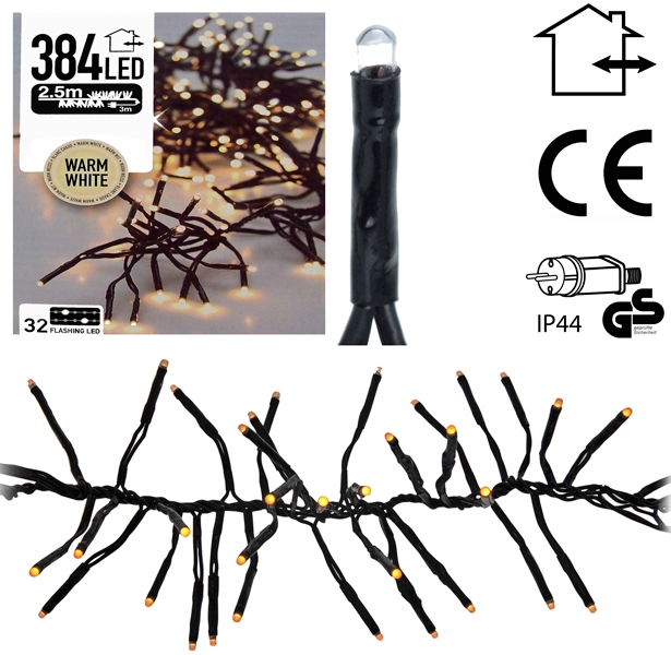 Clusterverlichting Flash 384 LED - 2.5 meter - warm wit Clusterverlichting Flash 384 LED - 2.5 meter - warm wit