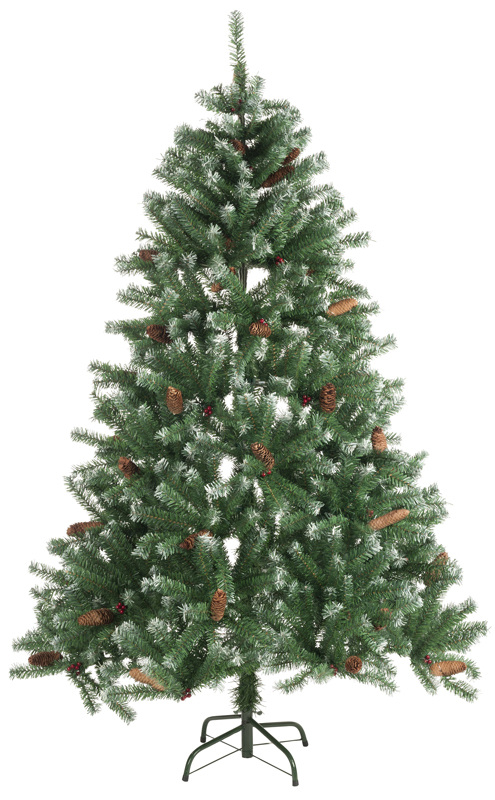 Kerstboom 210cm 1024 tips met sneeuw en dennenappels