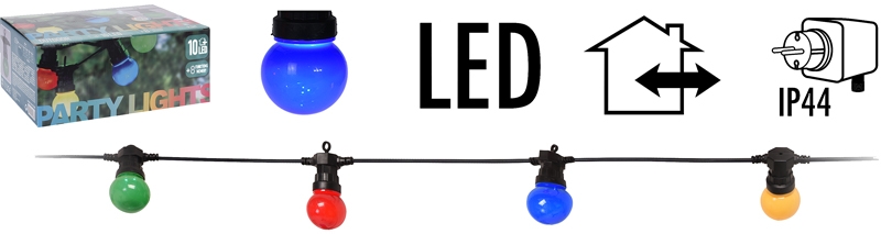 Feestverlichting 10 gekleurde LED-lampen - 8 lichtfuncties Feestverlichting 10 gekleurde LED-lampen - 8 lichtfuncties