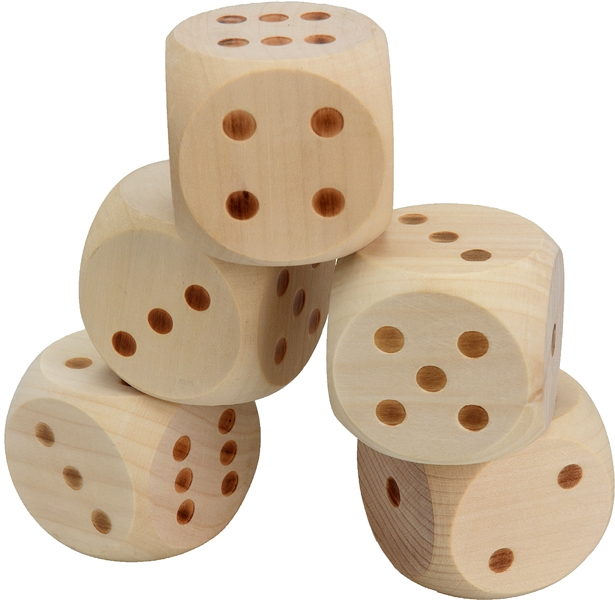 Houten Dobbelstenen - XXL - 5 stuks Houten Dobbelstenen - XXL - 5 stuks