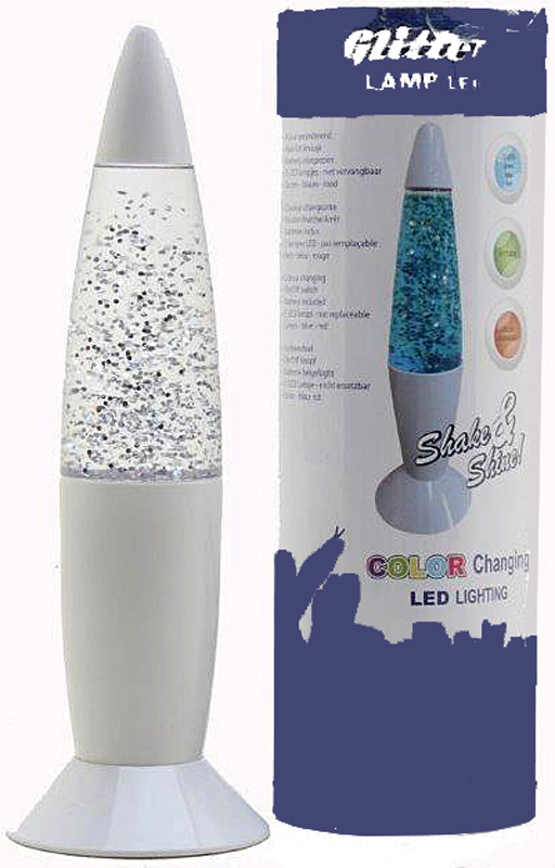 Shake & Shine glitterlamp 15cm wit