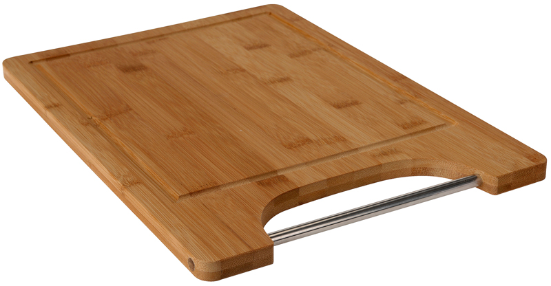 Bamboe snijplank met metalen handgreep Bamboe snijplank met metalen handgreep