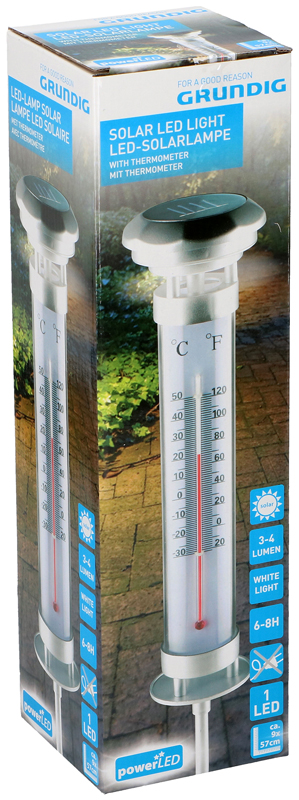 Grundig LED Solarlamp met thermometer XL Grundig LED Solarlamp met thermometer XL