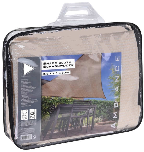 Schaduwdoek driehoek 3.6m x 3.6m x 3.6m - crème Schaduwdoek driehoek 3.6m x 3.6m x 3.6m - crème