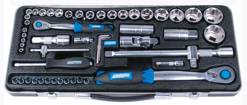 Brüder Mannesmann Doppendoos 1/2" en 1/4" (55 dlg) in koffer Brüder Mannesmann Doppendoos 1/2" en 1/4" (55 dlg) in koffer