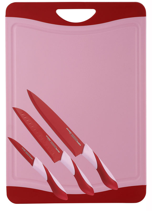 Bergner Snijbord met 3 messen (rood) Bergner Snijbord met 3 messen (rood)