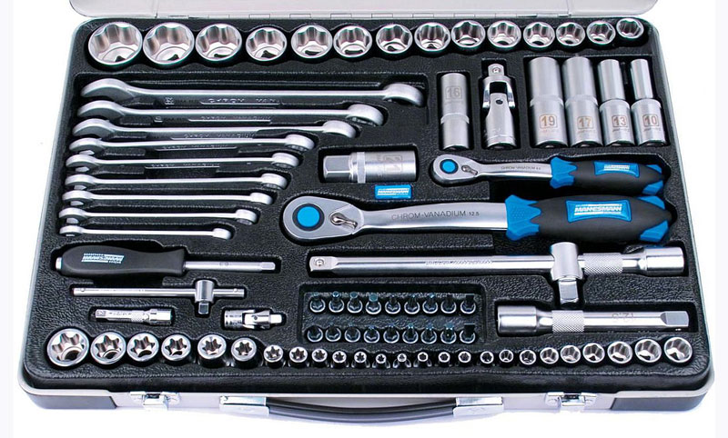 Brüder Mannesmann Doppendoos 1/2" en 1/4" (82 dlg) in koffer Brüder Mannesmann Doppendoos 1/2" en 1/4" (82 dlg) in koffer